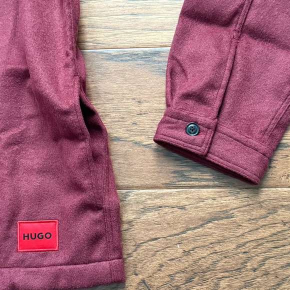 HUGO Boss Men's Size XXL Dark Red Enalu Oversized Fit Button Up Shirt Pockets - Picture 4 of 11